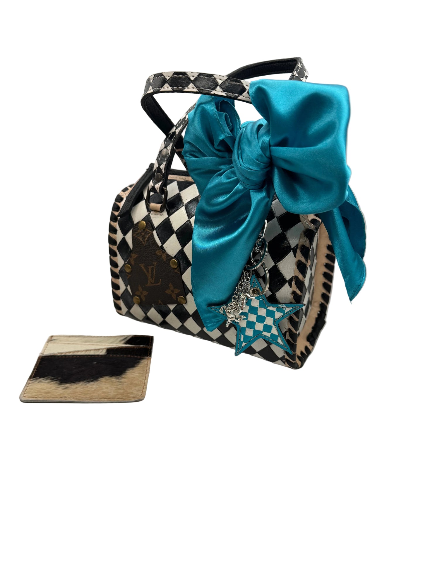 Upcycled LV Black & White Western Checkered Speedy Bag