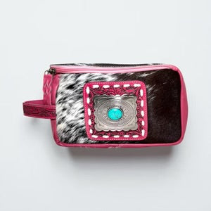 Leather and cowhide makeup bags