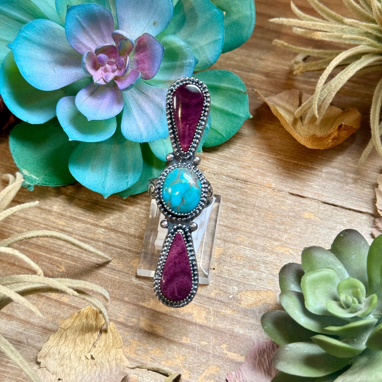 MJ Ring-  Turquoise & Purple Spiny Ring