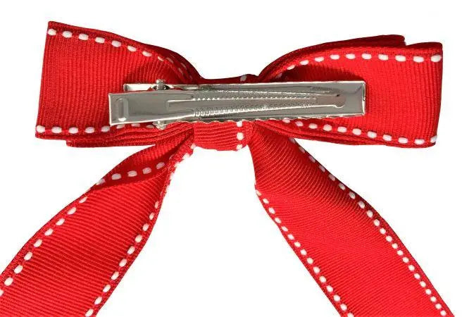 Red and White Pattern Christmas Bow