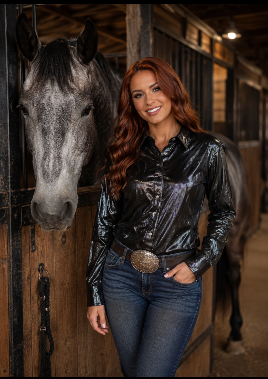 Buckin’ Bling Tack™️ Black Rodeo Shirt