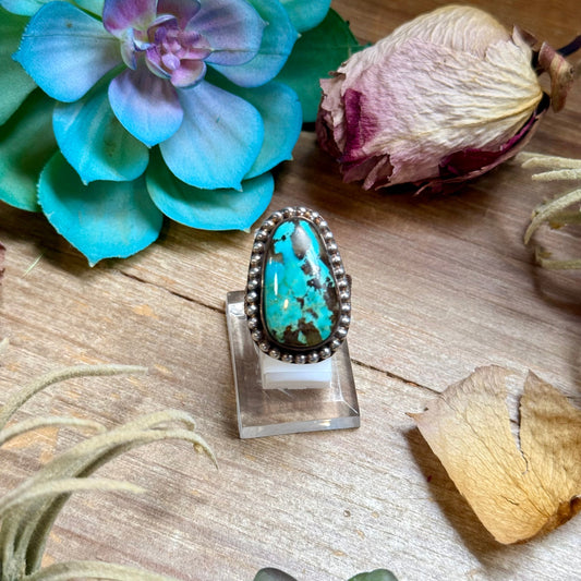 MJ Ring - Copper & Sterling Silver Turquoise Adjustable