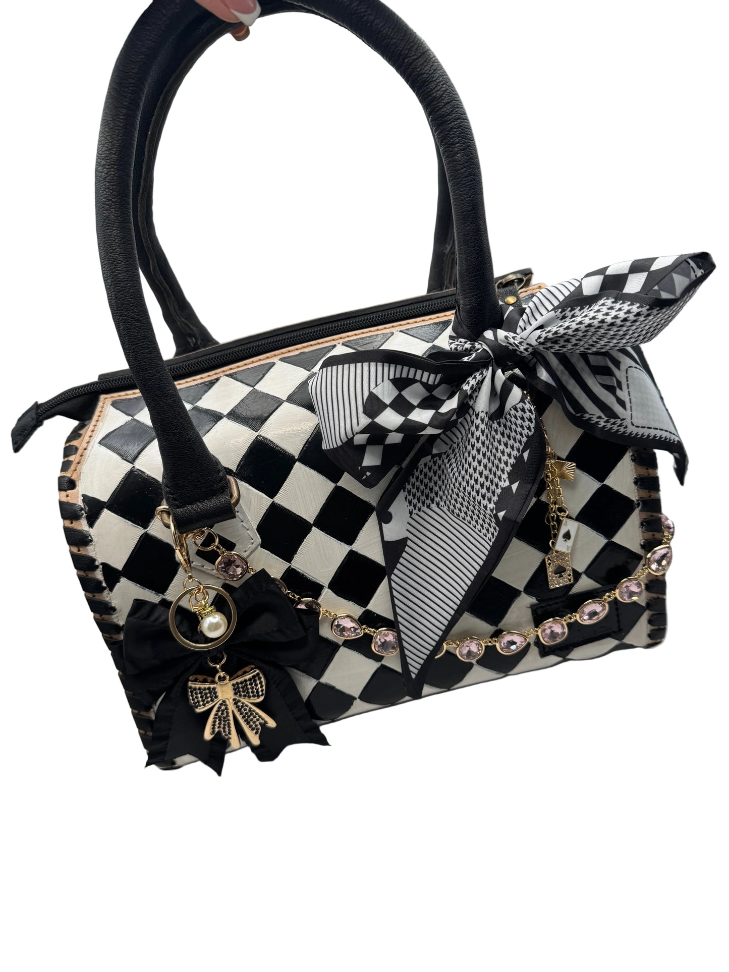 Midnight Rodeo Checkered Leather Speedy Handbag