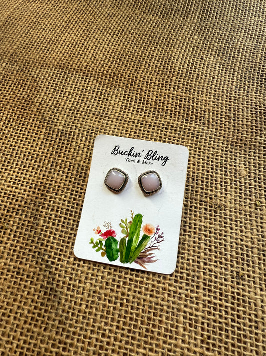 Genuine Pink Conch Turquoise Earrings with Sterling Silver