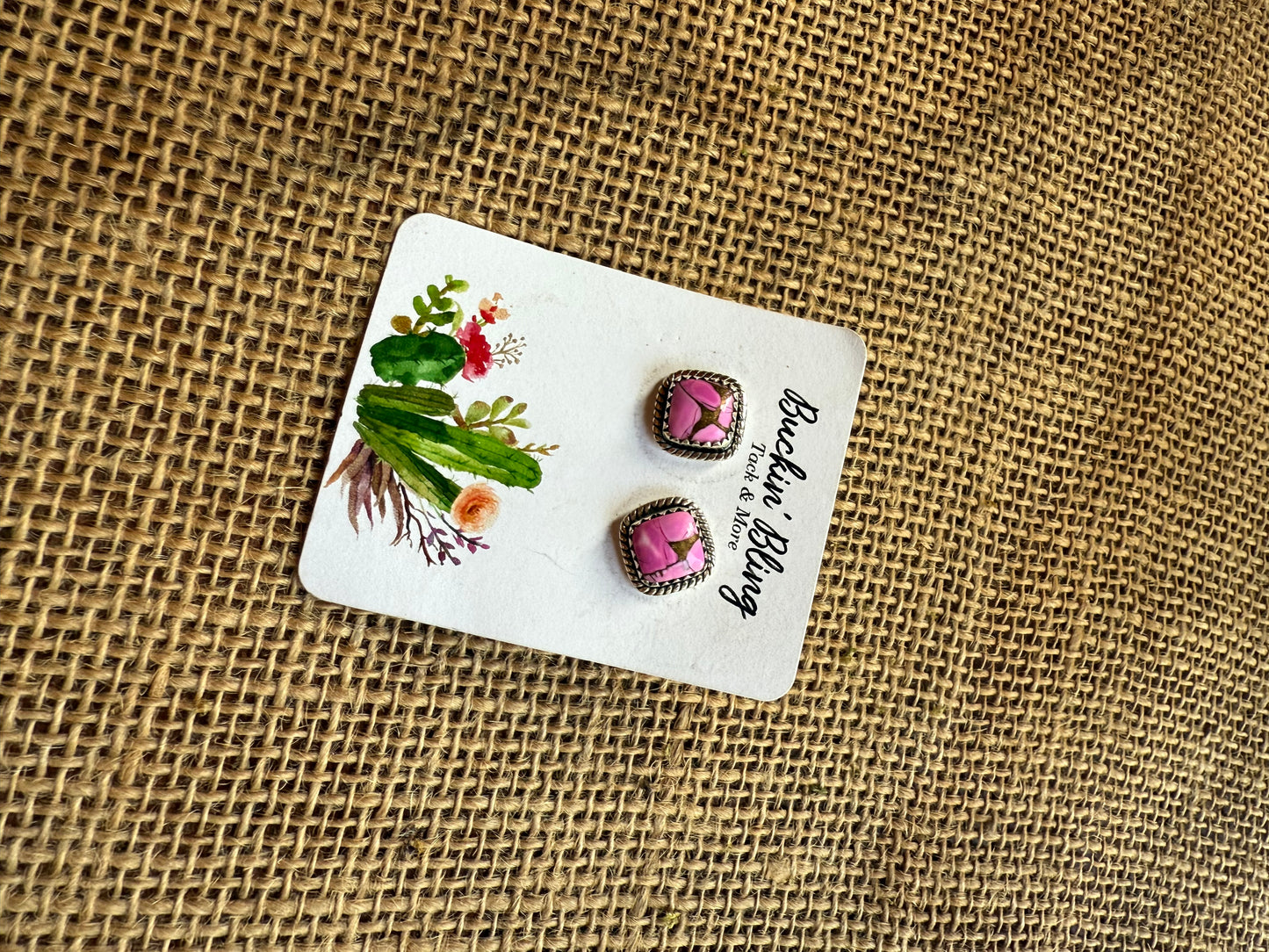 Genuine Pink Cotton Candy Turquoise Earrings with Sterling Silver