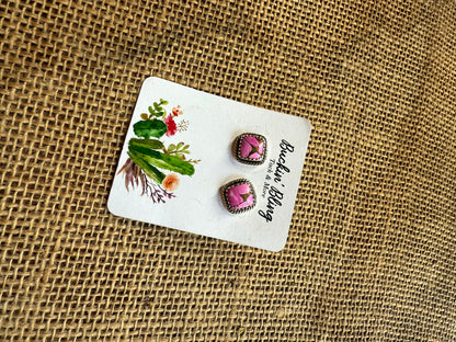 Genuine Pink Cotton Candy Turquoise Earrings with Sterling Silver