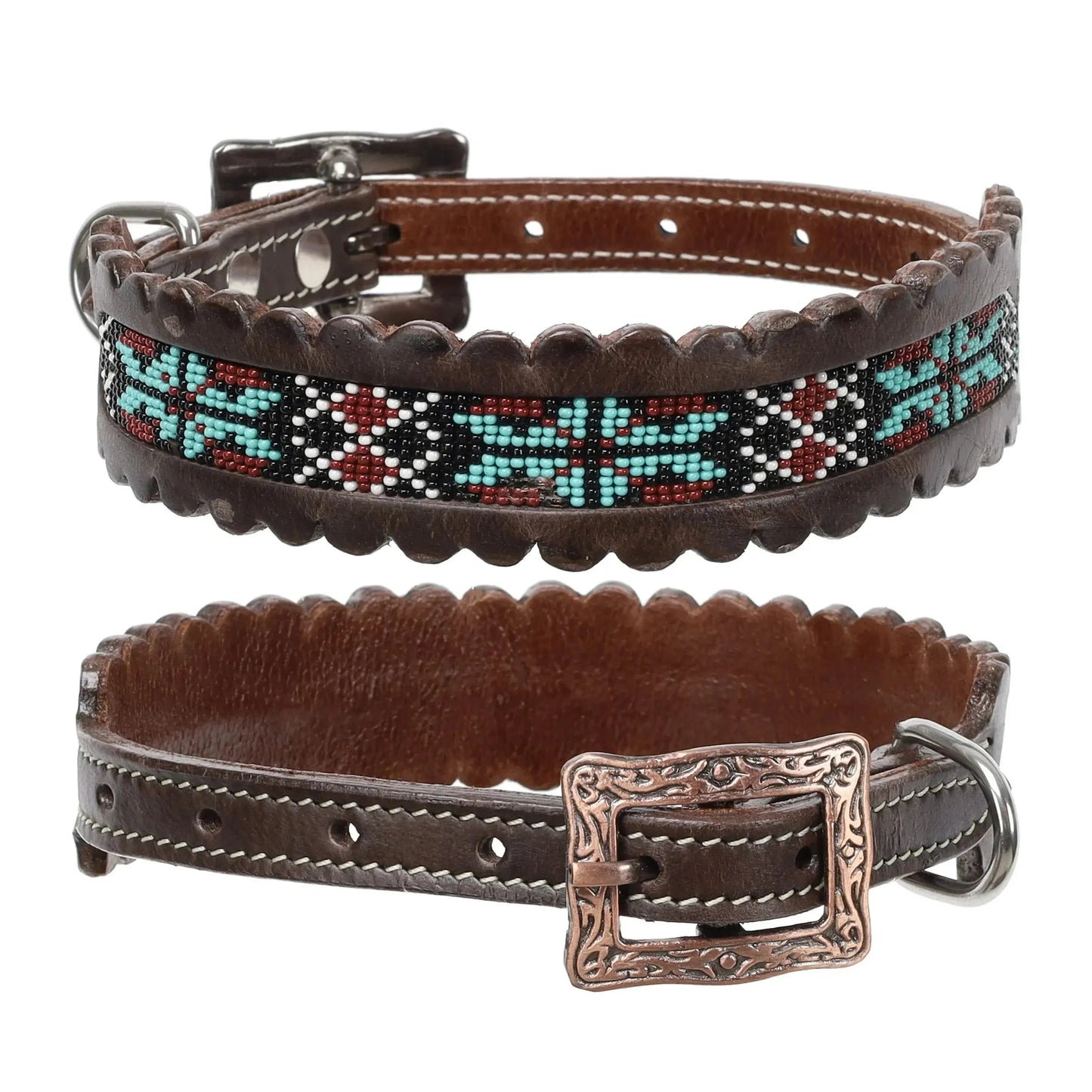 Fusion Beaded Leather Dog Collar