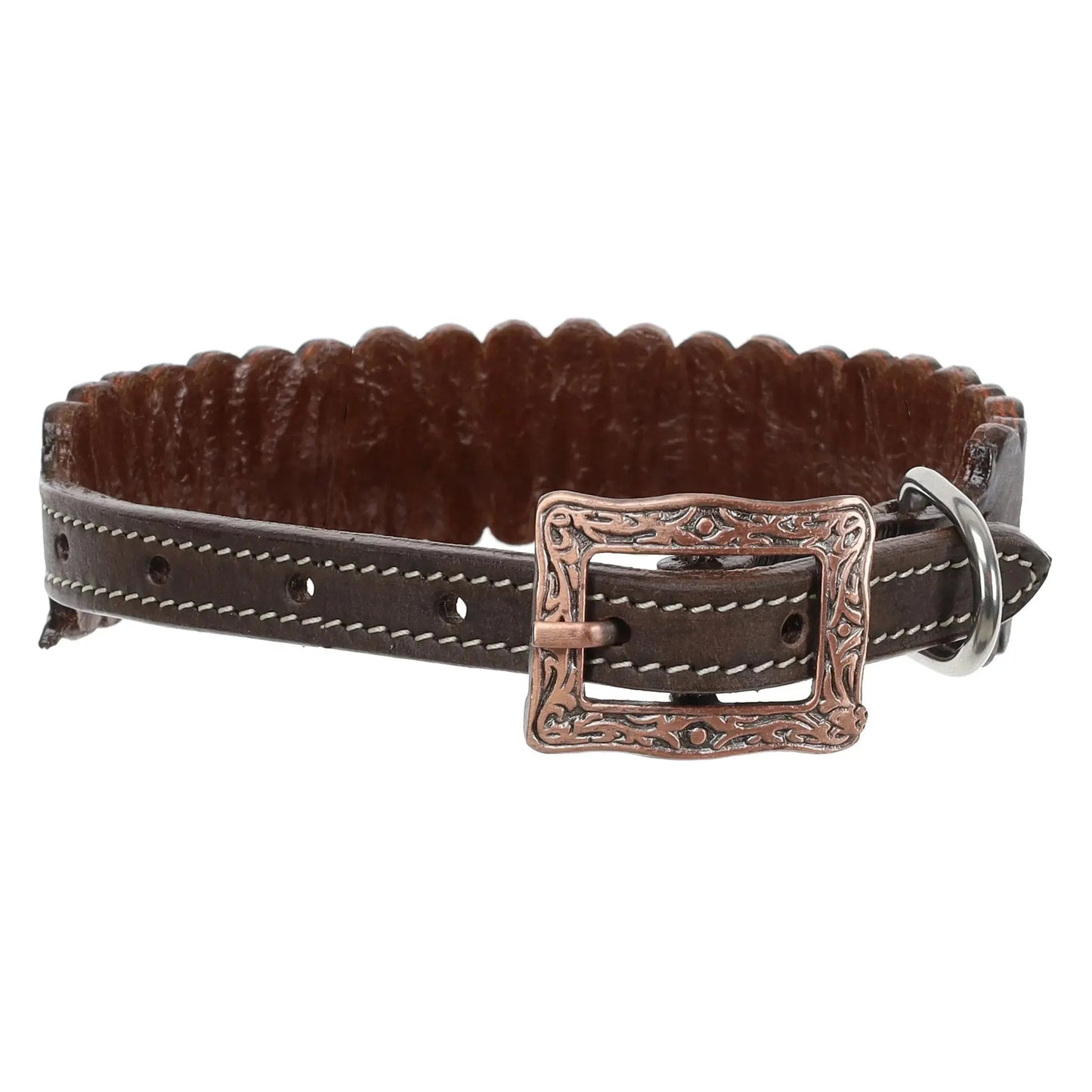Flame Beaded Leather Dog Collar