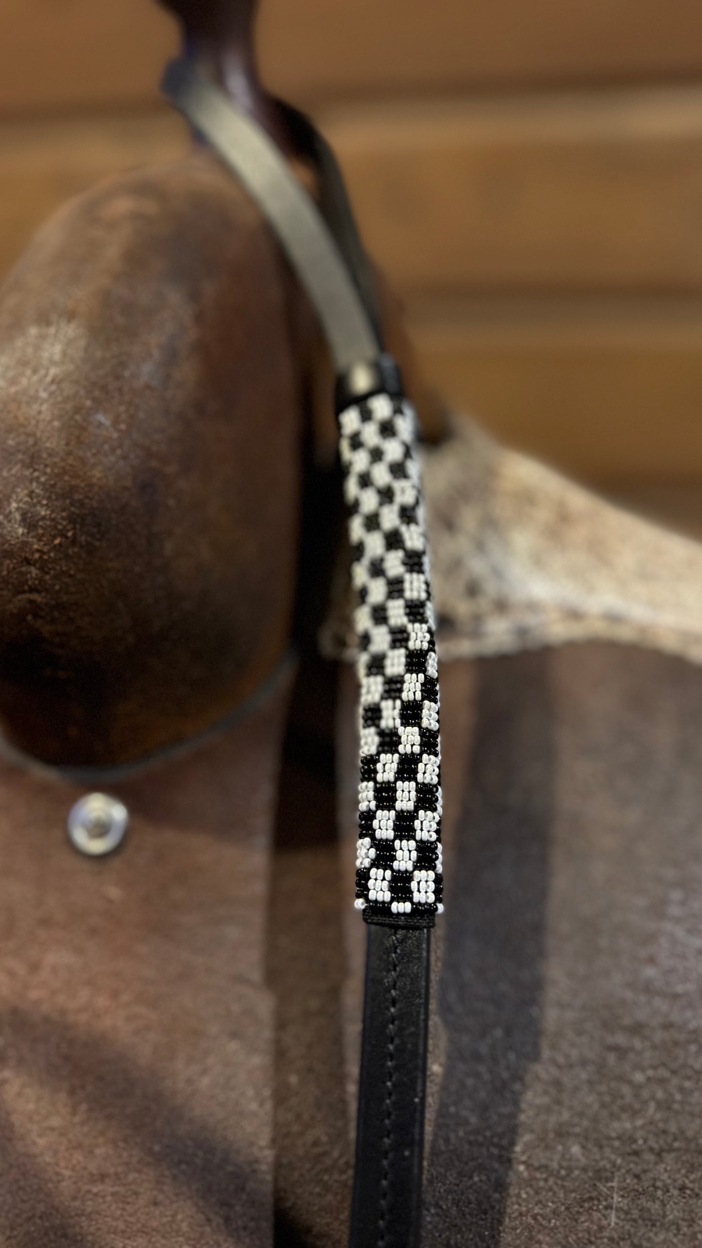 Beaded Over and Under Whip (Black Leather)