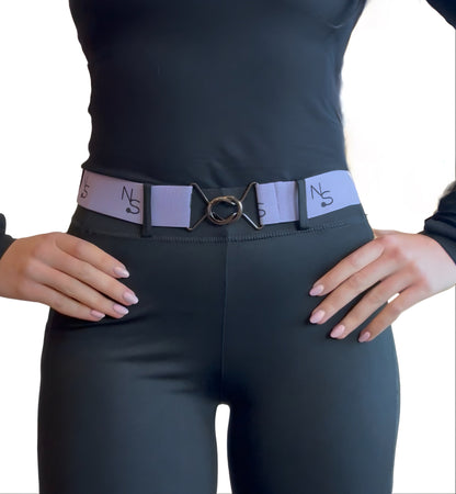 Lilac Sparkle Gunmetal Neon Spur Logo Equestrian Belt