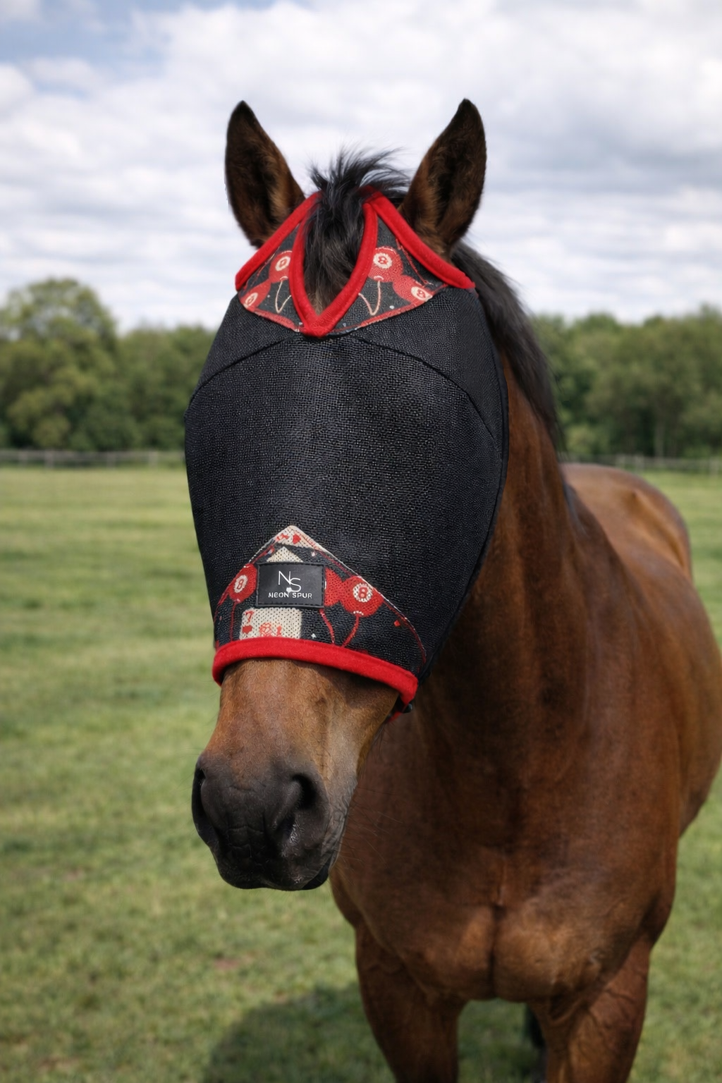 Card Room Cowgirl Horse Fly Mask  -Black