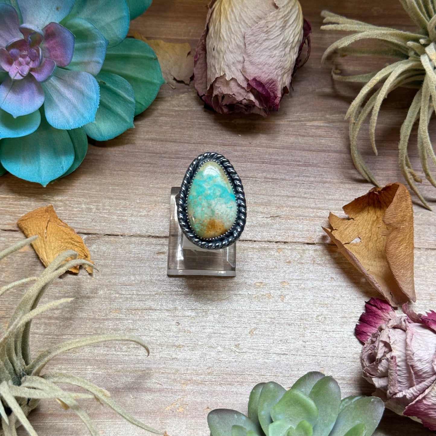 Mj Ring - Teardrop Turquoise Adjustable Ring
