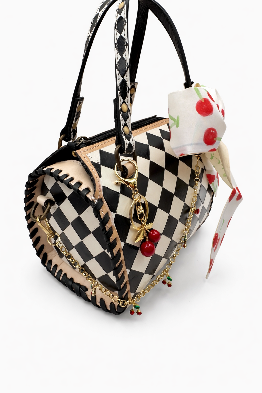 Neon Spur “Cherry on Top” Checkered Speedy Mini Bag