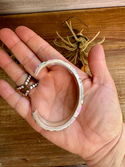 Cuff Bracelet – Cotton Candy Turquoise – Sterling Silver – Steve Francisco Navajo Handmade