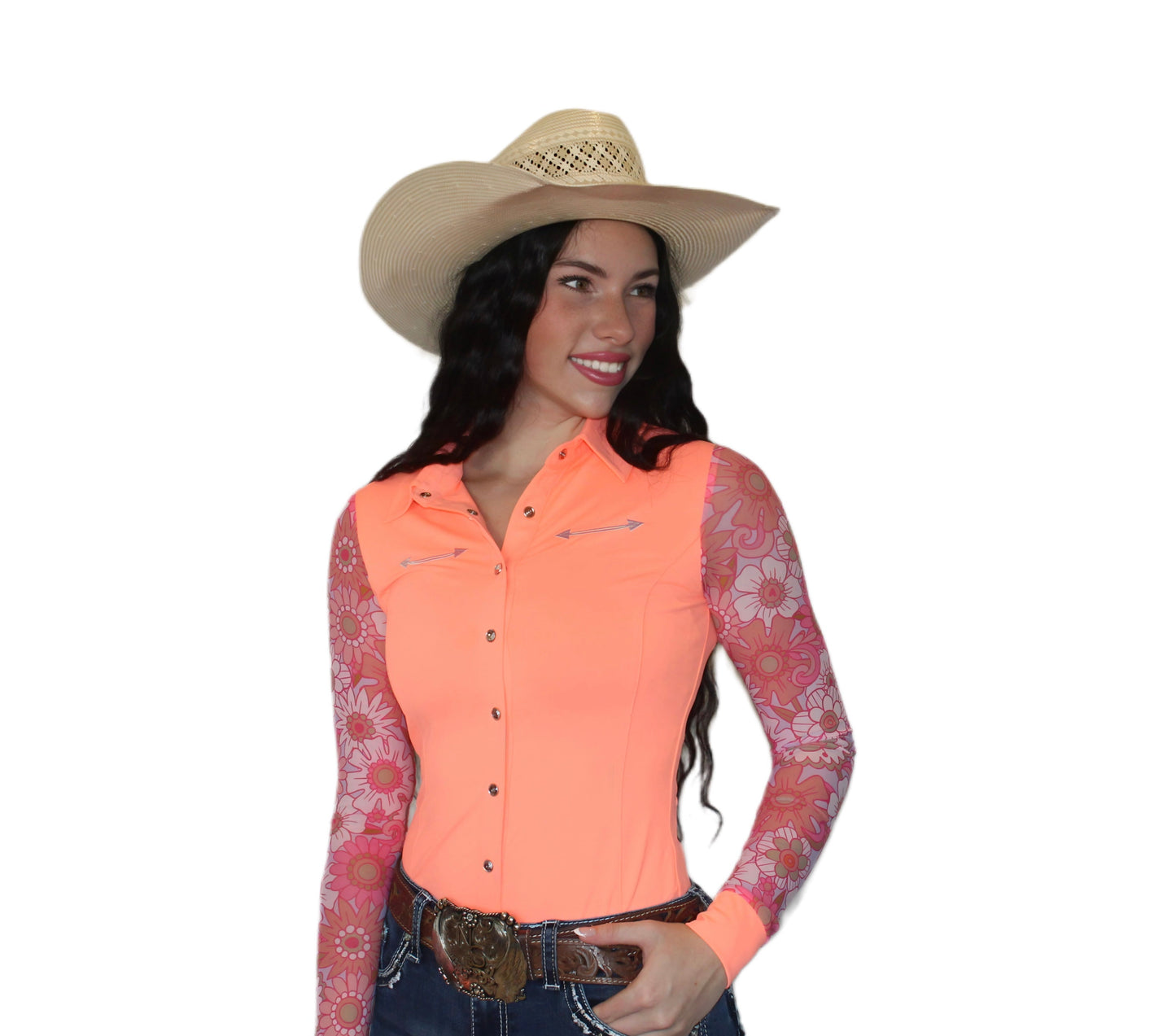 AeroTEQ Wildflower Fever Mesh Pearl Snap Rodeo Shirt