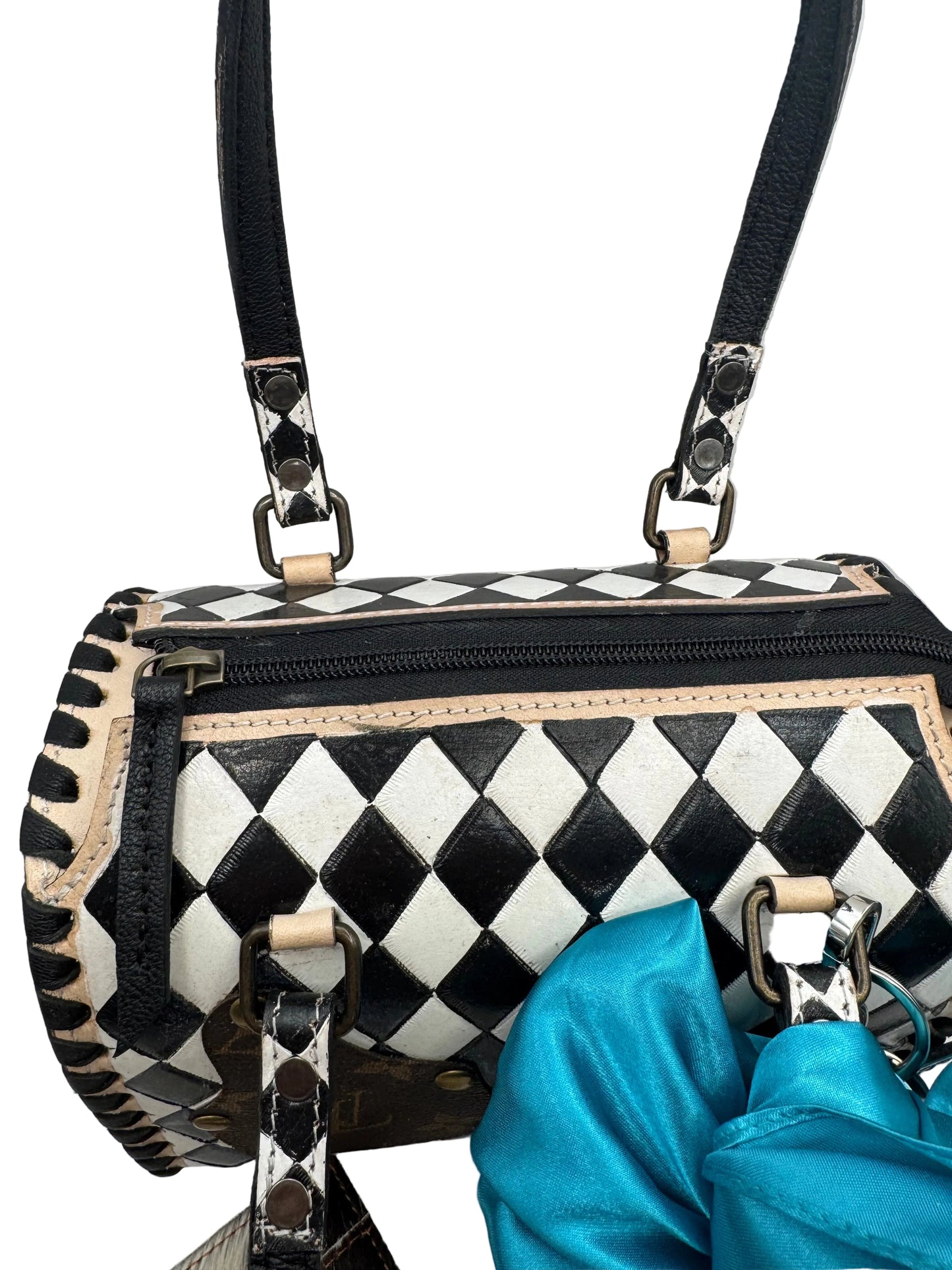 Upcycled LV Black & White Western Checkered Speedy Bag
