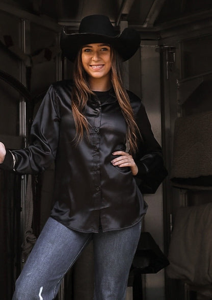 Black Satin Rodeo Shirt