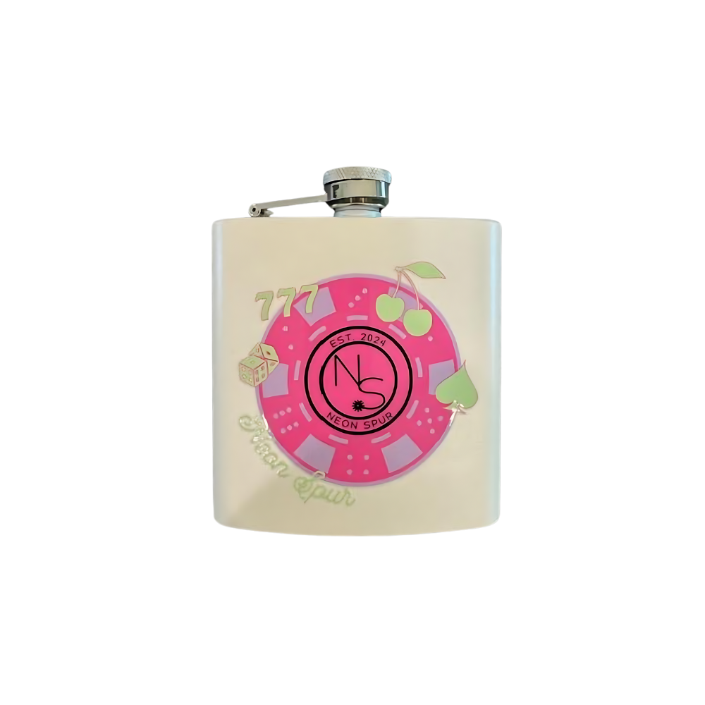 Neon Spur Poker Chip Stainless Steel Flask
