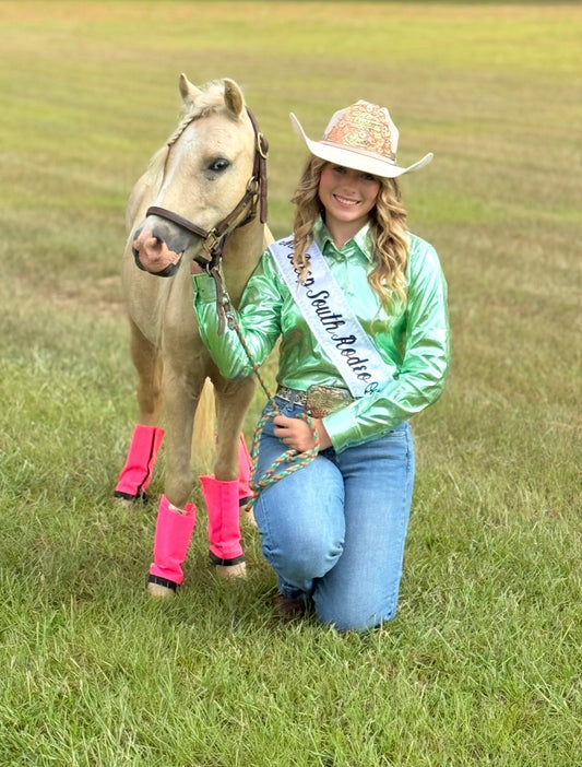 Buckin’ Bling Tack™️ Green Rodeo Shirt