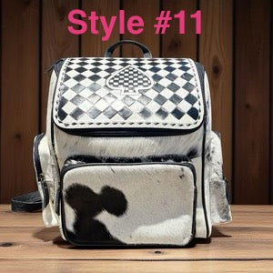 Leather and cowhide backpacks