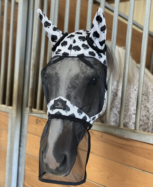 Smokin Spades Fly Mask w/ Ears & Nose Cover