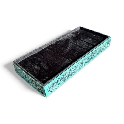 Tooled leather ring holders