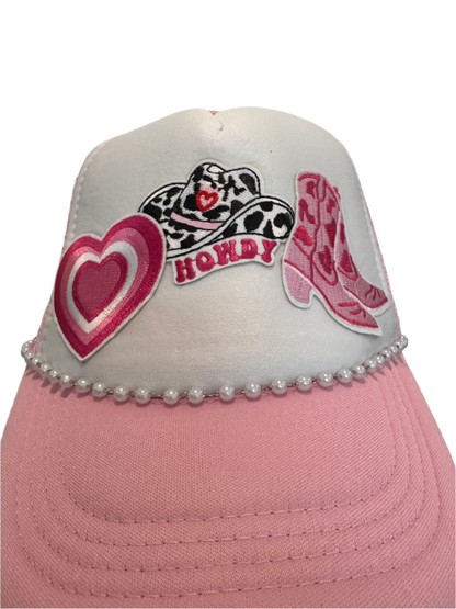 Howdy Foam Mesh Girls Pink Trucker Hat