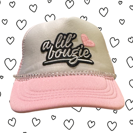A 'lil Bougie Girls Foam Trucker Hat w/ Crystal Chain
