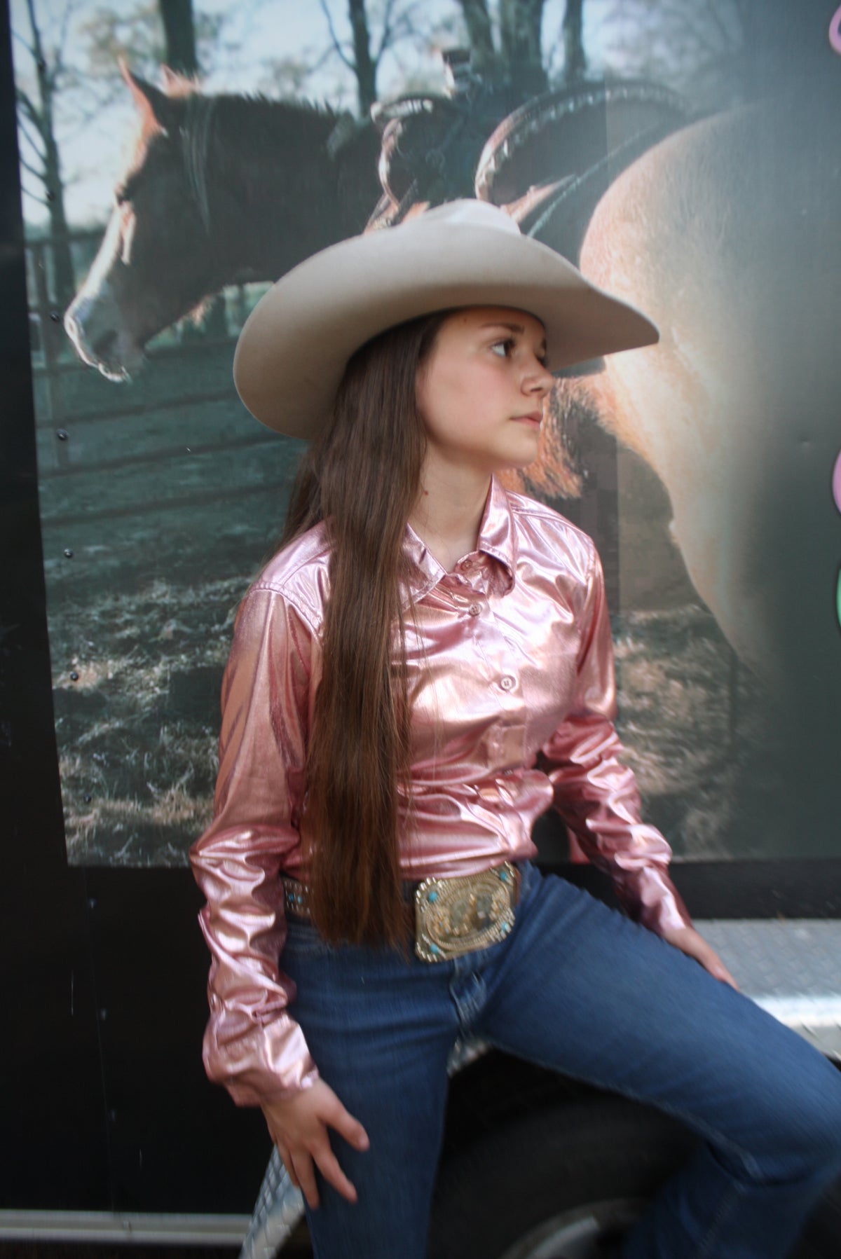 Buckin’ Bling Tack™️ Light Pink Rodeo Shirt