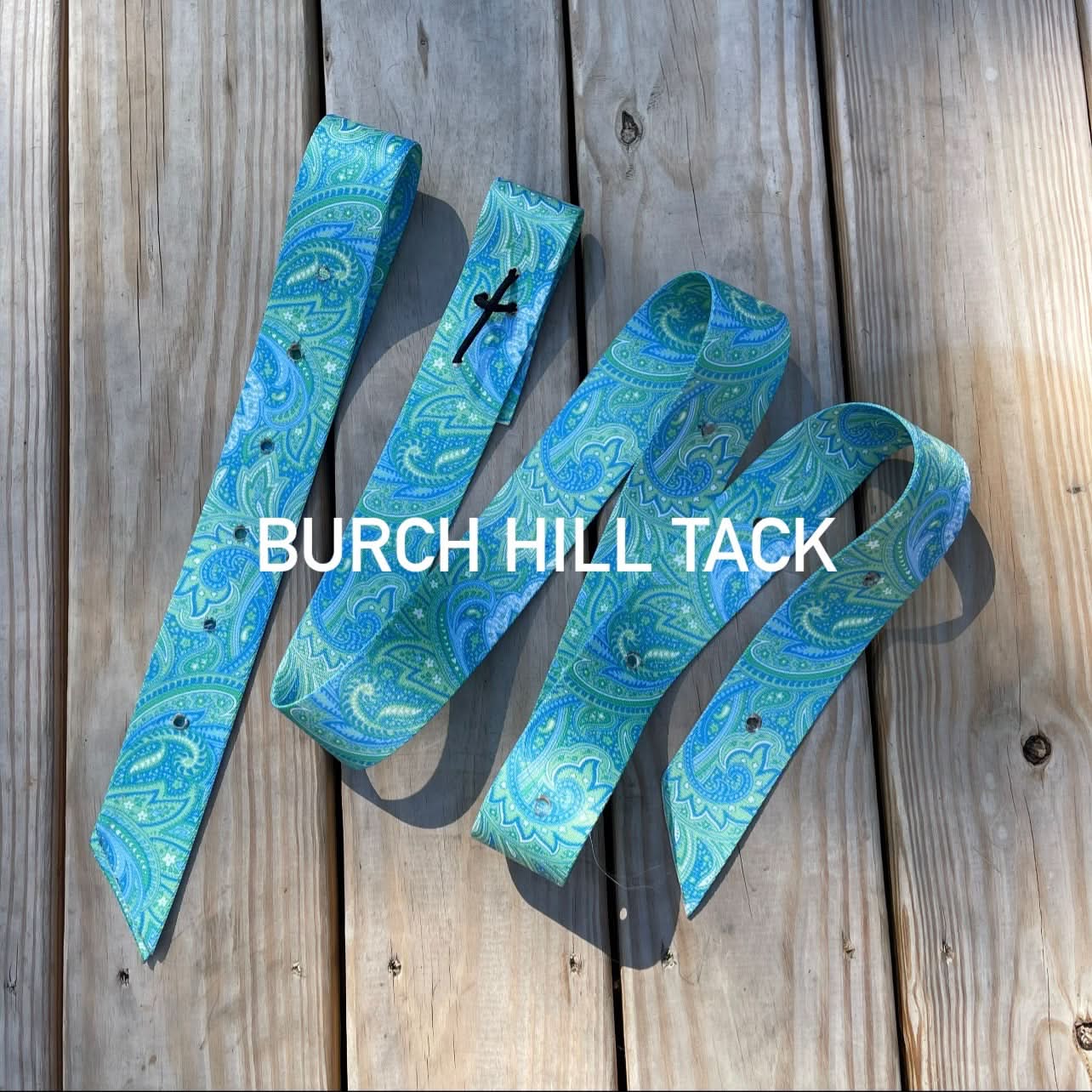 Latigo & Off Billet Set - Green & Blue Pattern