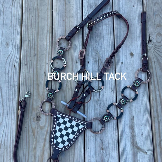 READY TO SHIP Western Tack Set - Black & White, Ring Style (BHT034)