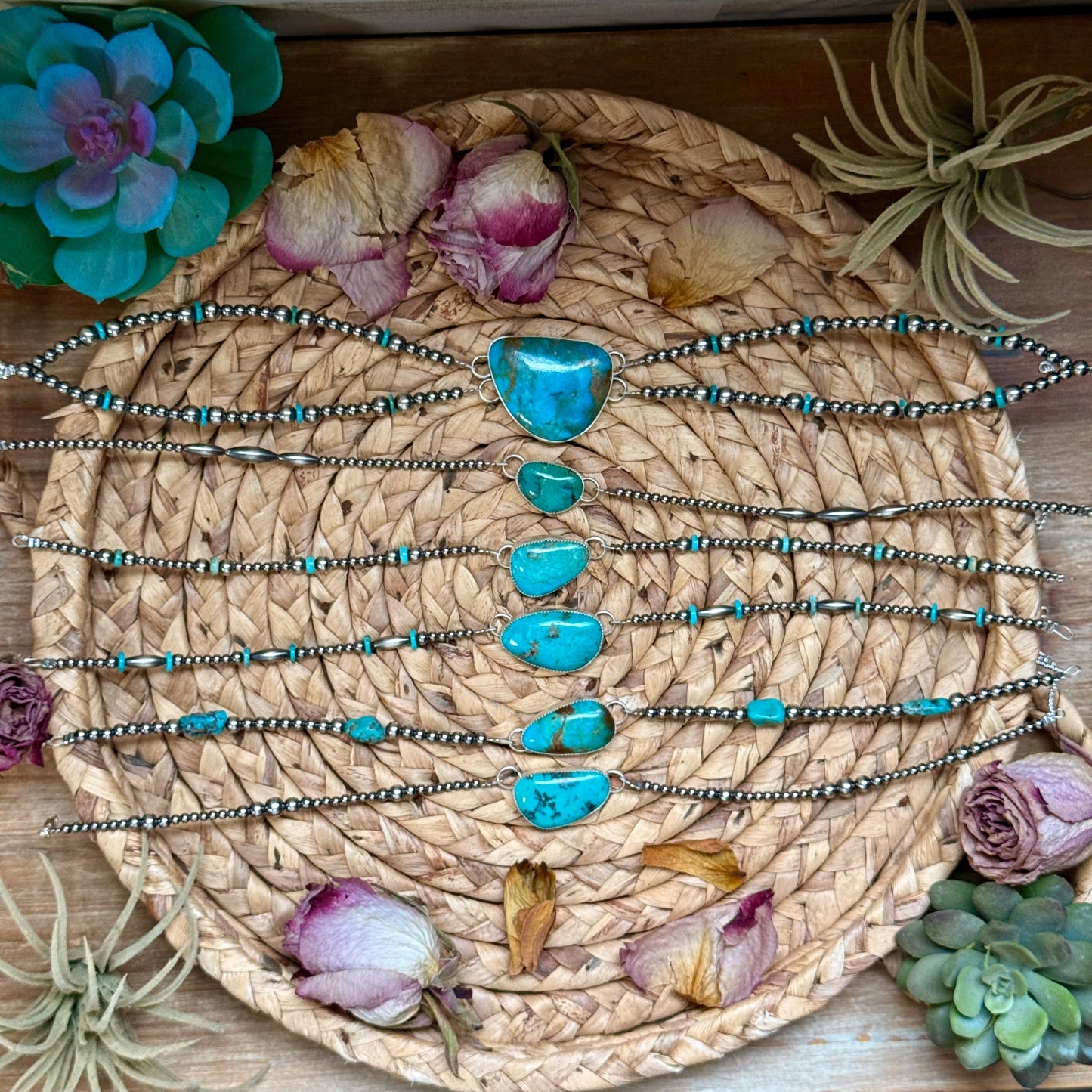 Sterling Silver & Turquoise Choker – 13” + Extender – Handmade In-House by The Bijoux FAB