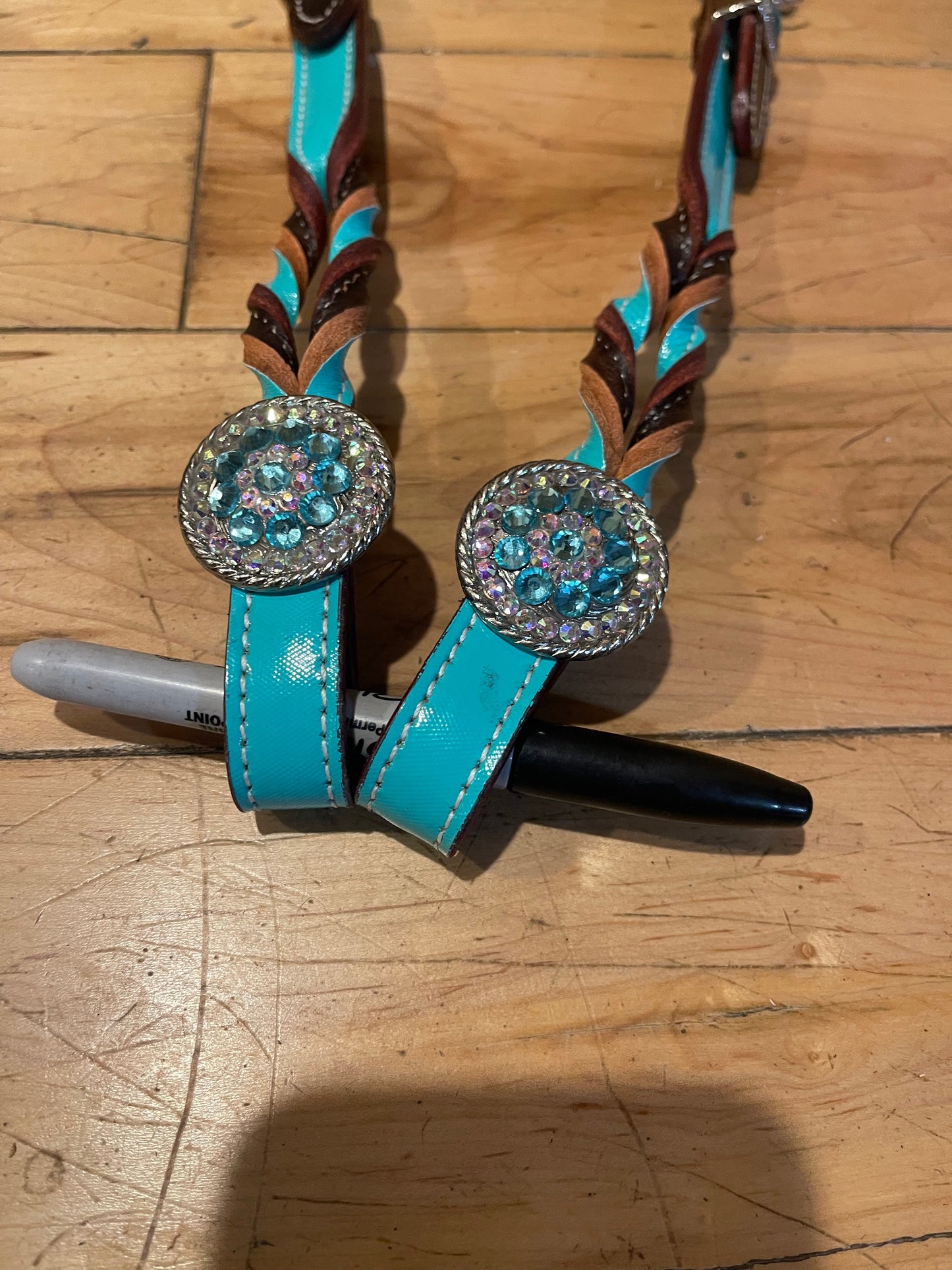 Western Tack Set - Turquoise Braided, Ring Style (BHT016)