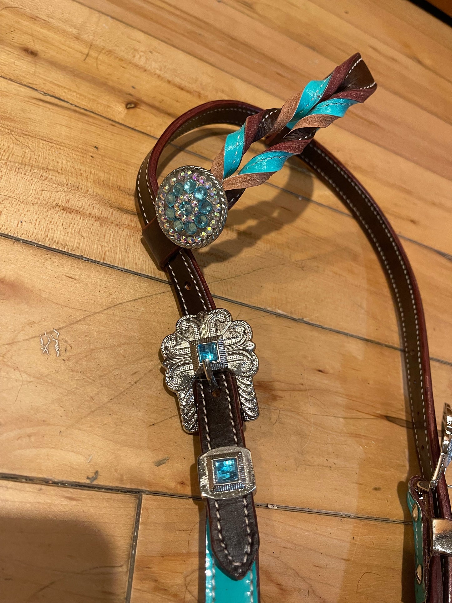 Western Tack Set - Turquoise Braided, Ring Style (BHT016)