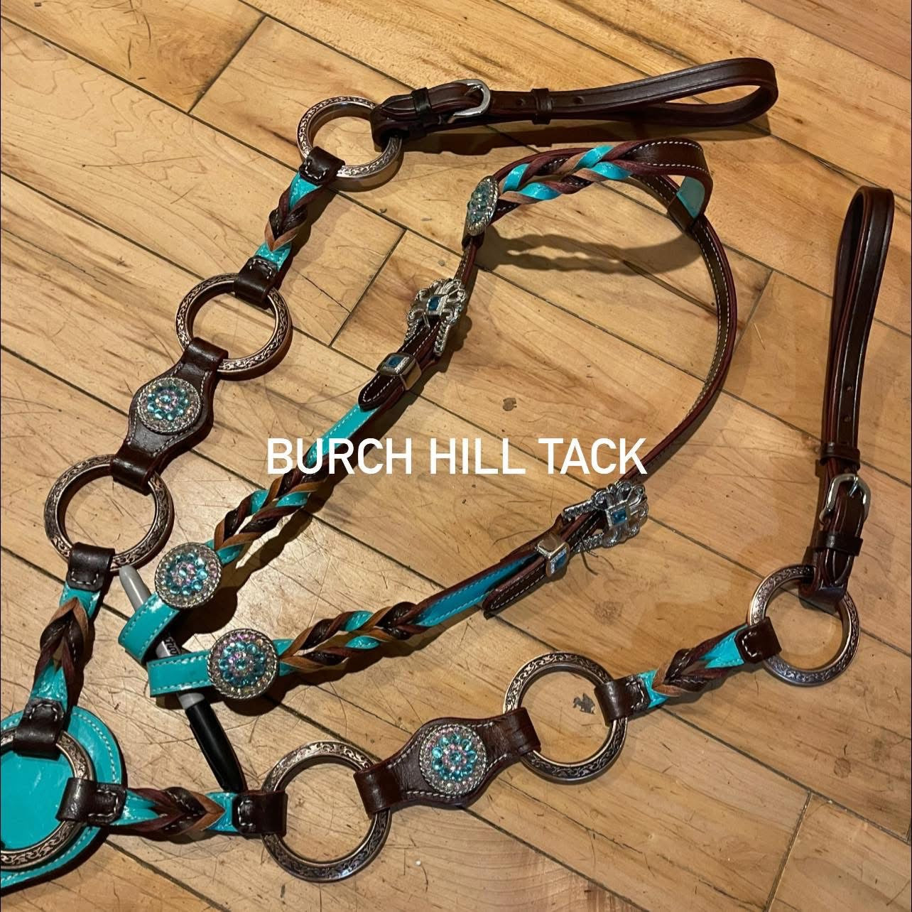 Western Tack Set - Turquoise Braided, Ring Style (BHT016)