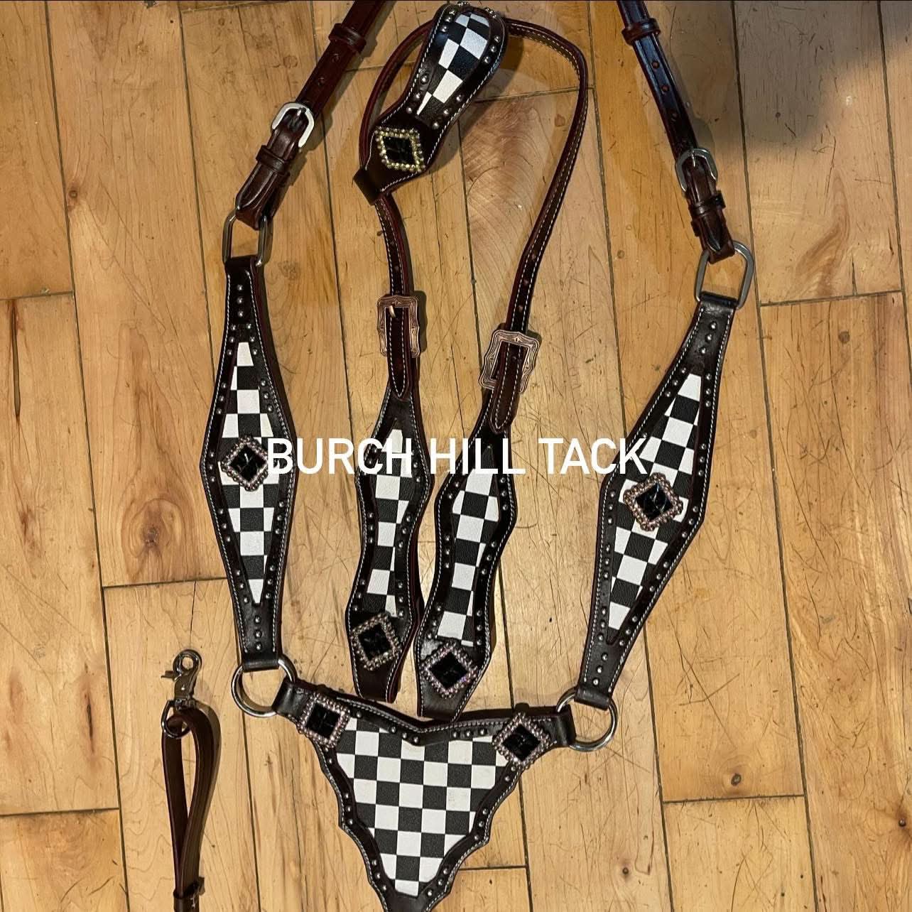 Made to Order Western Tack Set - Black & White Checkered, Gladiator (BHT052)