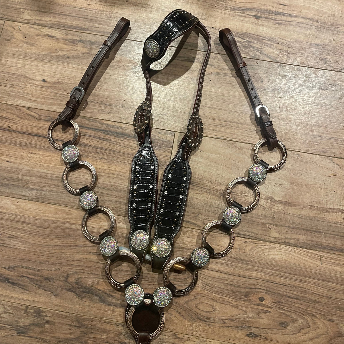 Made to Order Western Tack Set - Ring Style with Black Alligator Accent (BHT025)