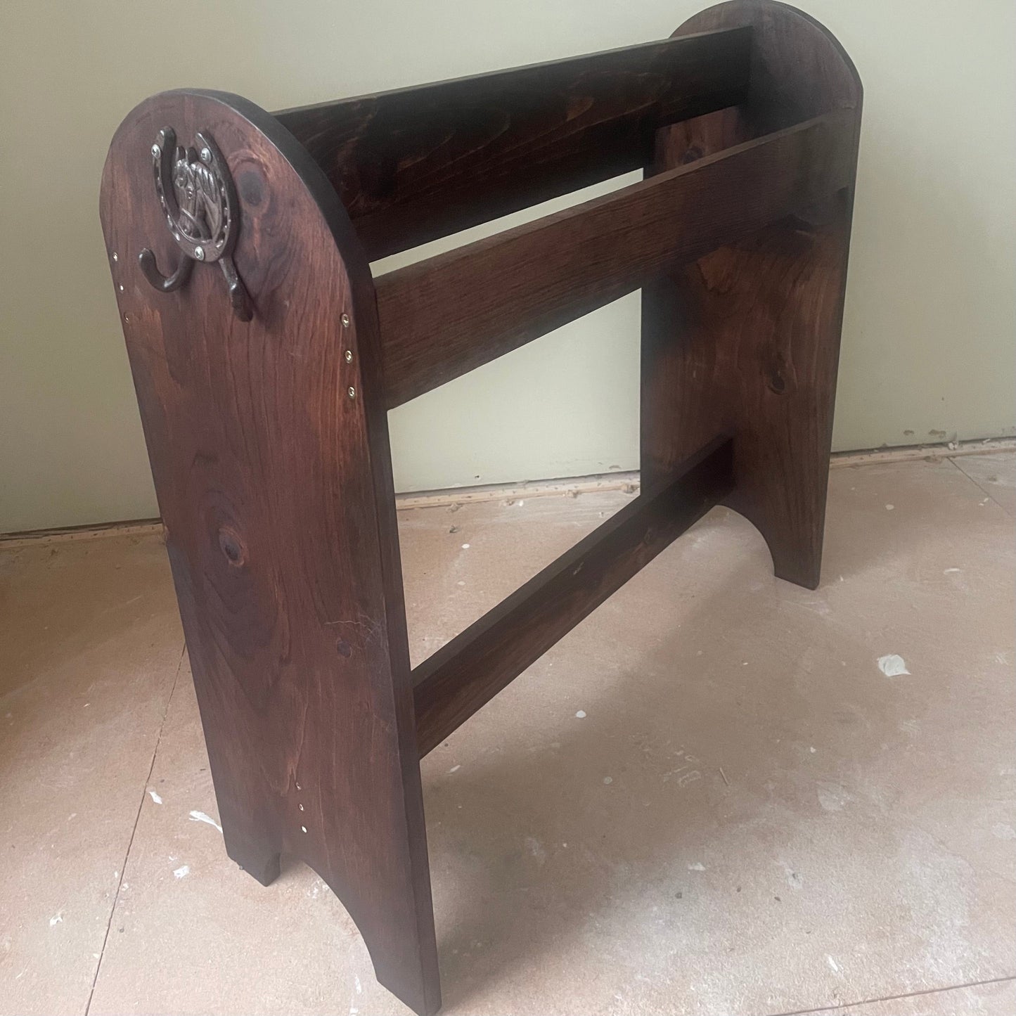 Handcrafted Wooden Saddle Stand | Premium Solid Wood Saddle Rack | Elegant Tack Room Storage for Western & English Saddles- mahogany
