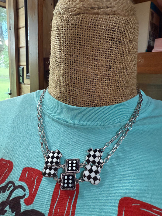 Black & White Checkered Necklace