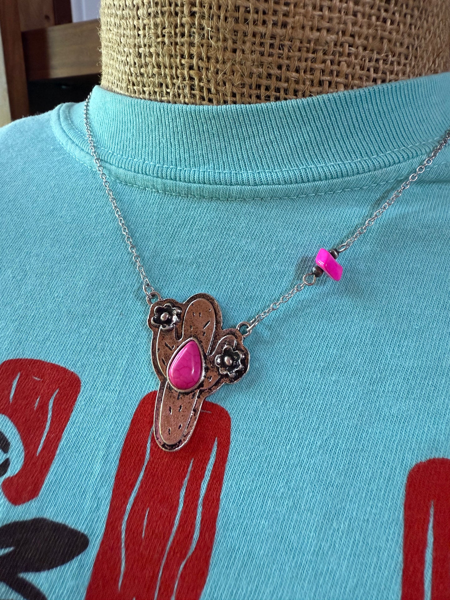 Pink Cactus Necklace