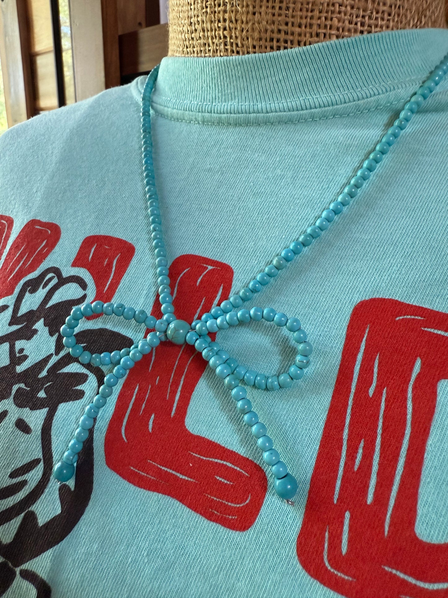 Solid Blue Bow Necklace