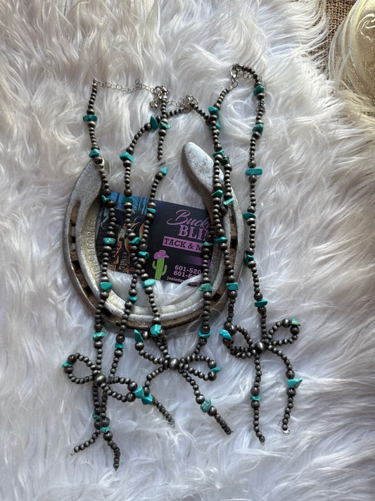 Navajo Bow Necklace with Turquoise Stones