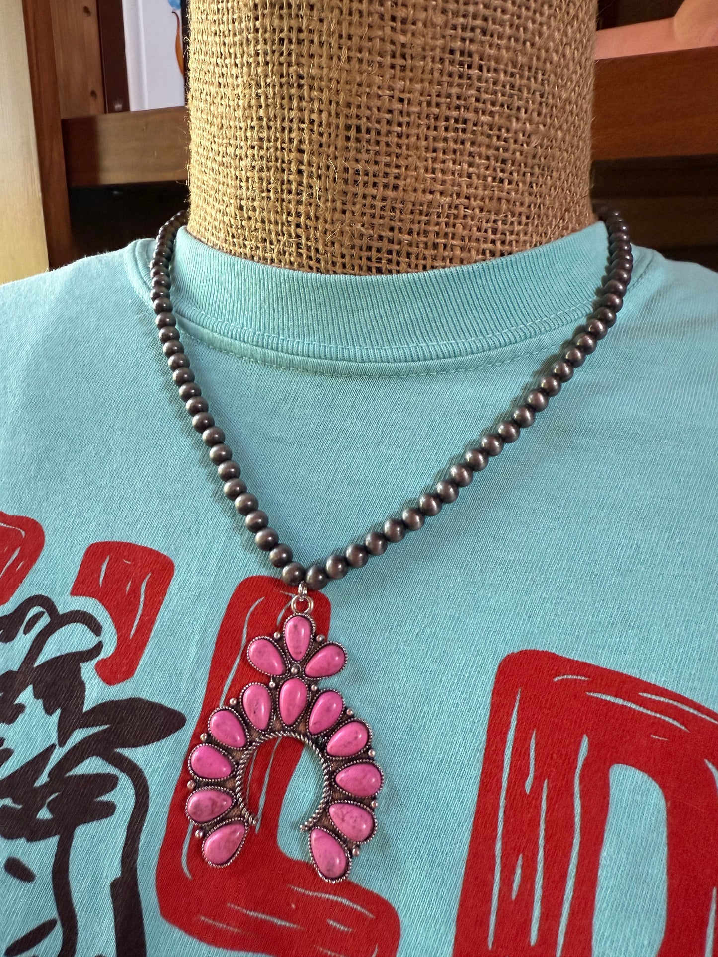 Pink Squash Blossom Necklace