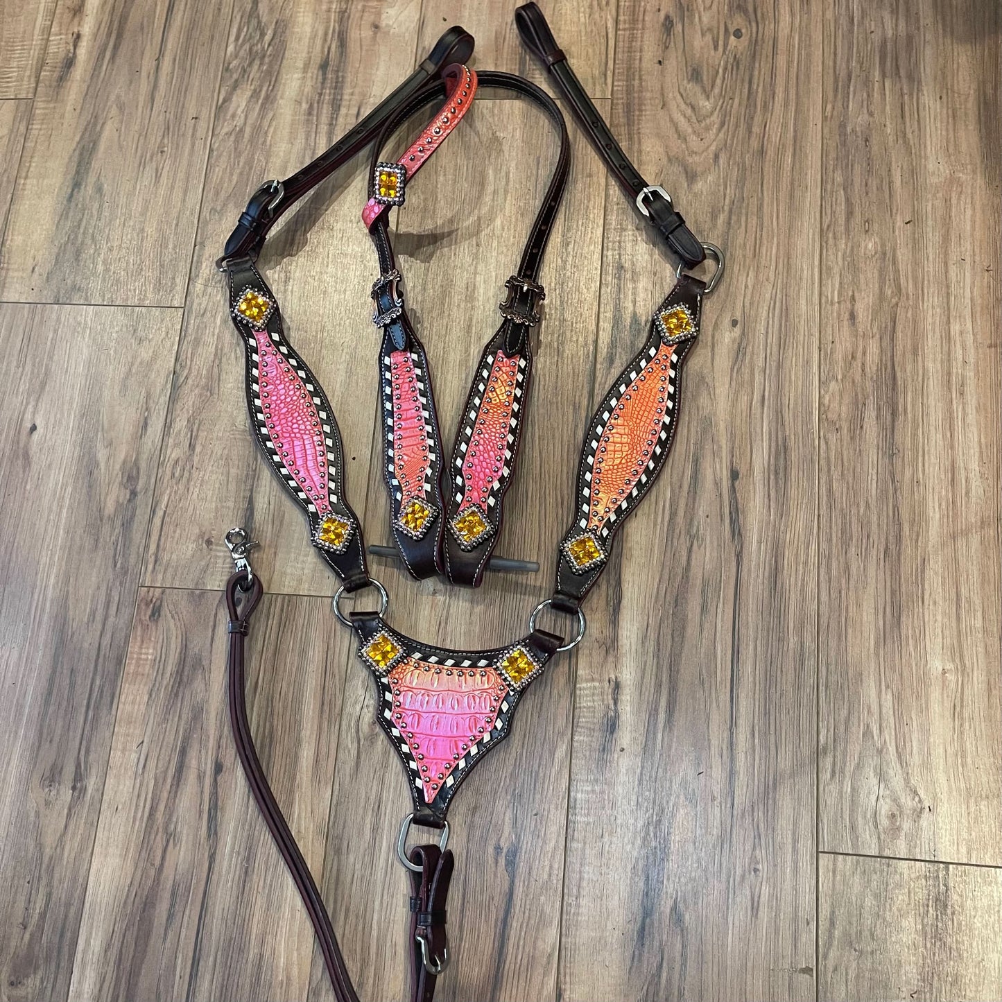 Made to Order Western Tack Set - Pink & Orange, Gladiator (BHT001)
