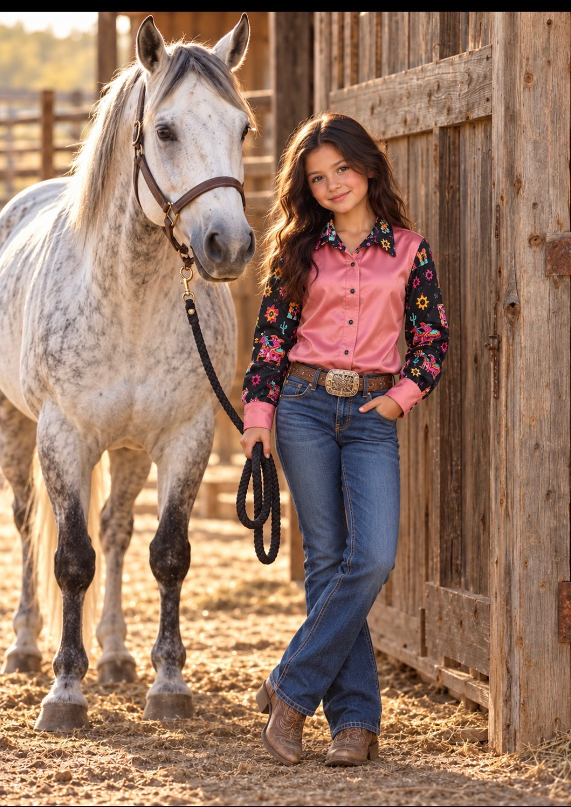 Buckin' Bling YOUTH Pink Dream Chaser Rodeo Shirt