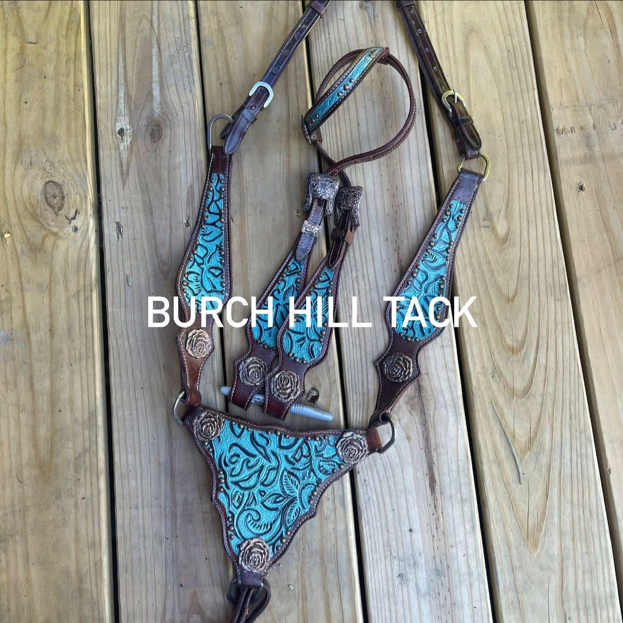 READY TO SHIP Western Tack Set - Blue Tooled (BHT017)