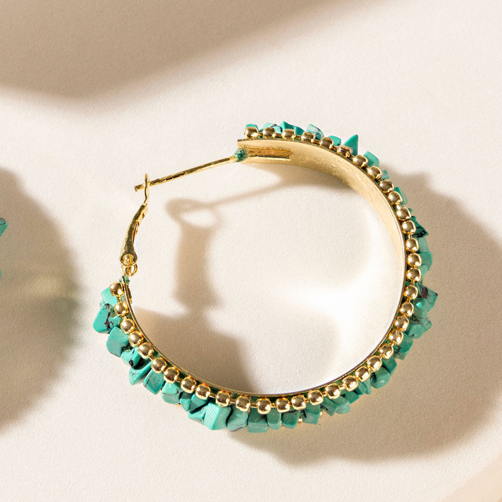 Myra Howlite Halo Earrings in Mineral Teal