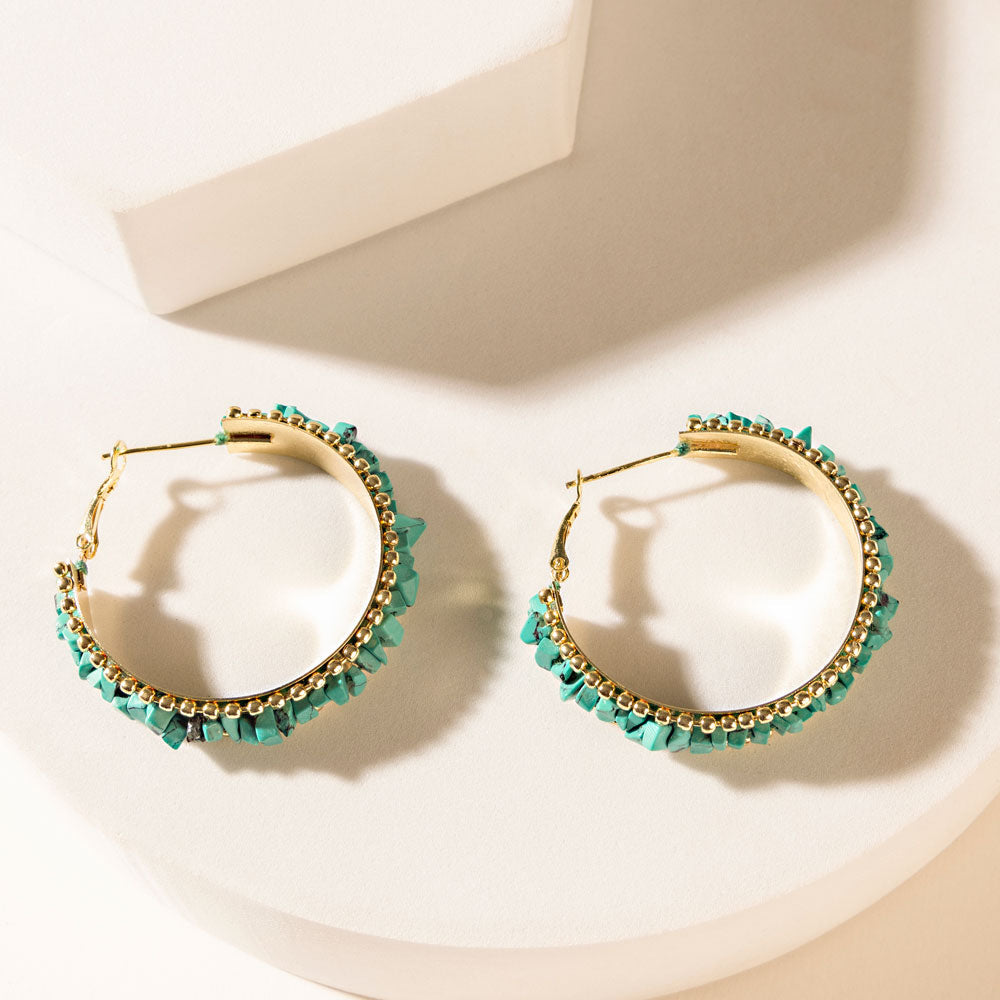 Myra Howlite Halo Earrings in Mineral Teal
