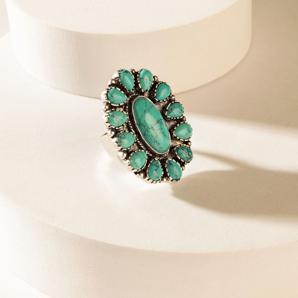 Myra The Sunchaser Ring in Antique Teal
