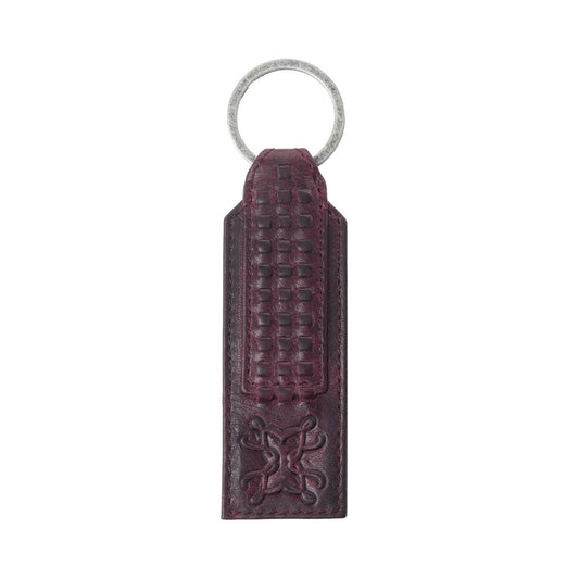 Myra Zidana Ardan Artistry Veg Tanned Leather Keyfob in Raven Maroon